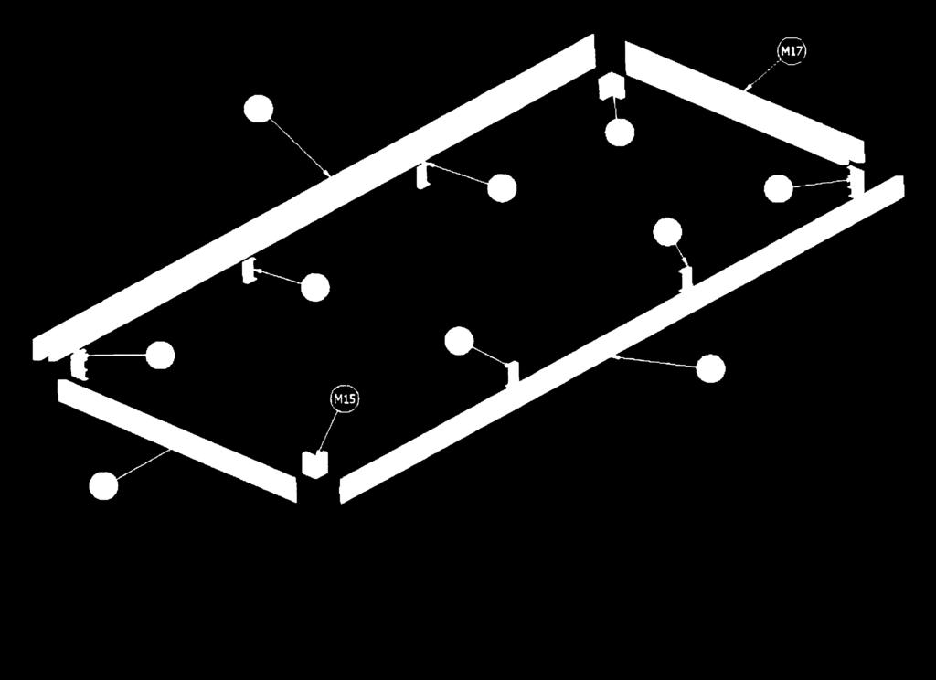 10. Posiziona i PROFILI (M17, M18) su una base, posiziona le ANIMA D ANGOLO (M15) all interno dei PROFILI (M17,M18) e fissali con dei rivetti. 11.