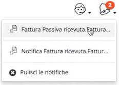 RICEVERE una fattura elettronica Quando si riceverà una fattura elettronica apparirà una notifica visibile in alto a destra che segnalerà il numero di documenti in entrata.