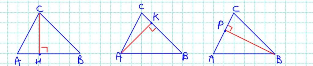 Quindi: α = B + C Analogamente per gli altri angoli esterni. c.v.d. Elementi e punti notevoli dei triangoli L altezza di un triangolo è il segmento di perpendicolare condotto da un vertice al lato opposto ad esso o al suo prolungamento.