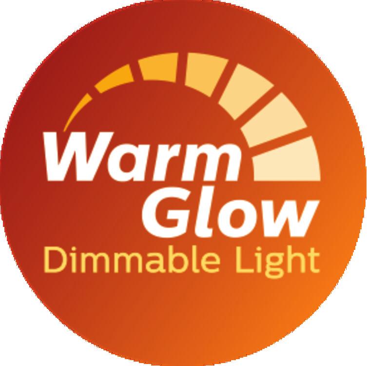 Funzione di dimmerabilità LED WarmGlow Con questa lampadina a intensità regolabile è possibile passare da una luce calda da 2700 K a una da 2200 K. Quanto più viene attenuata, più calda è la luce.