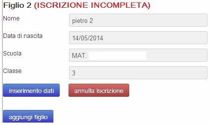 Per annullare l iscrizione, invece, cliccare sul relativo pulsante annulla iscrizione Un iscrizione annullata può essere reinserita prima dell invio definitivo dei dati.