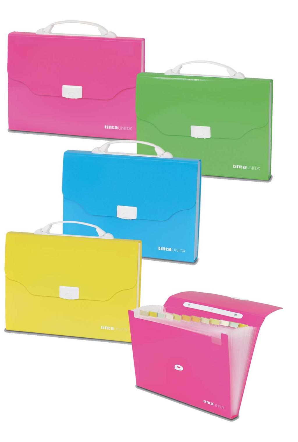 VALIGETTE A4 CON 13 TASCHE 4 COlORI neon Per l archiviazione di documenti