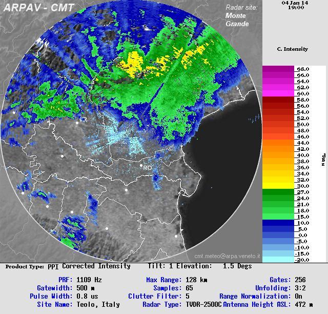 Ore 20:00 solari di sabato Precipitazioni assenti sulle zone meridionali, anche