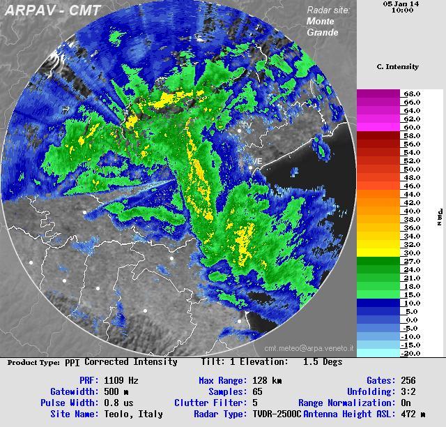 Ore 11:00 solari di domenica Precipitazioni diffuse e localmente consistenti sulle zone