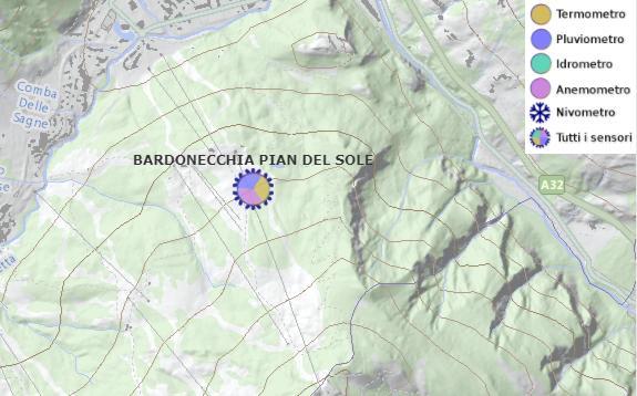 Stazione di Bardonecchia - Pian del Sole Posizione stazione pluviometrica Bardonecchia Pian del