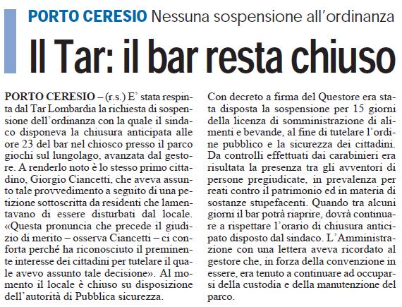 02/08/2011 Il Tar: il bar