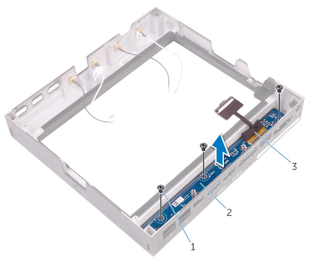 Rimozione della scheda dell'indicatore di stato 20 Prerequisiti 1. Rimuovere il coperchio superiore. 2. Rimuovere la scheda senza fili. 3. Rimuovere la scheda a banda larga mobile. 4.