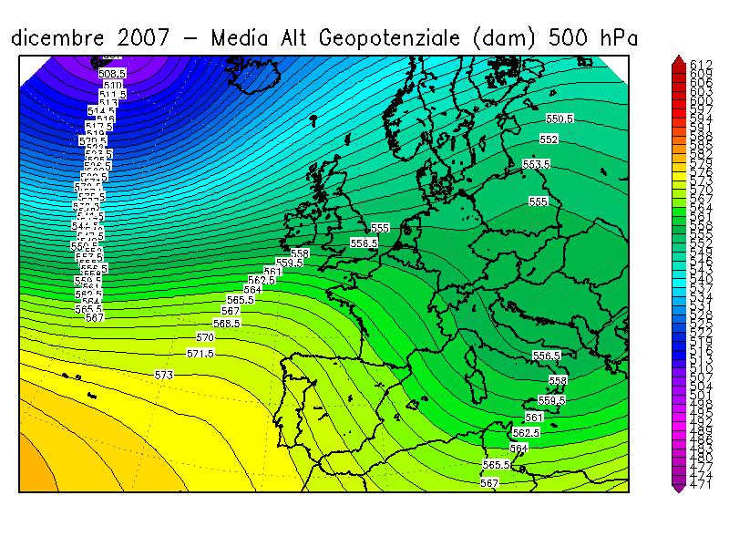 alte latitudini settentrionali dell Islanda (come evidenziato dall anomalia positiva nella terza mappa di Figura 11), mentre un area di bassa pressione si è approfondita sull'europa orientale e sul