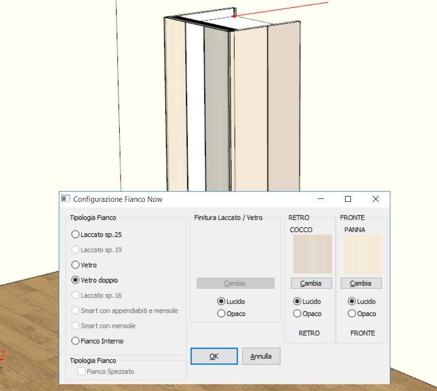 d) Eseguire un doppio-click sul fianco per modificarlo.