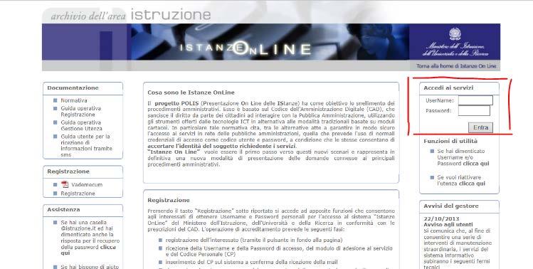 it; per usufruirne occorre accedere all apposita sezione Istanze on line.