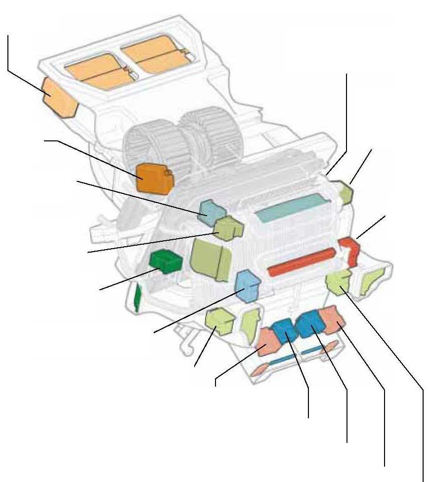 271-26 con servomotori Servomotore accumulo V71 Servomotore paletta vano piedi dx V109 Servomotore paletta ricircolo aria V113 Servomotore paletta di chiusura sbrinamento e bocchette zona torace ant