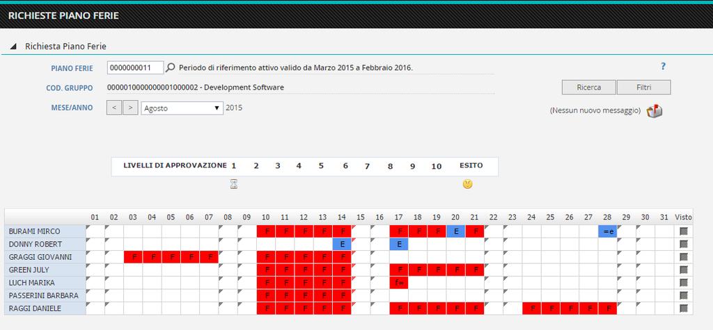 ferie. E' stata introdotta la possibilità di estendere tale impostazione anche nella maschera Stato richieste e nella stampa del piano ferie.