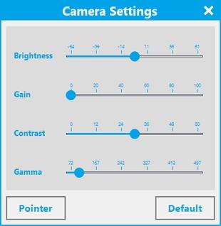 appropriato alla misura che stai per fare. Il pulsante Defaults imposta i parametri della videocamera ai valori predefiniti.