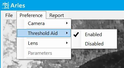 Settings The Threshold Aid tool can be enabled or disabled using the Preferences menu