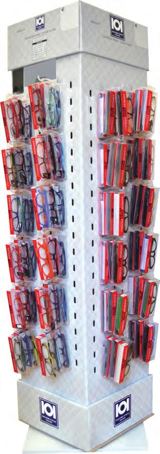 Doppia possibilità di esposizione degli occhiali a vista, oppure appesi in confezione blister. n. 12 kit da 24 occhiali Esposizione occhiali a vista.