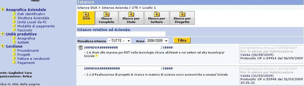 Sotto la maschera di ricerca appare il risultato di questa; agire quindi sul link posto sulla Denominazione dell