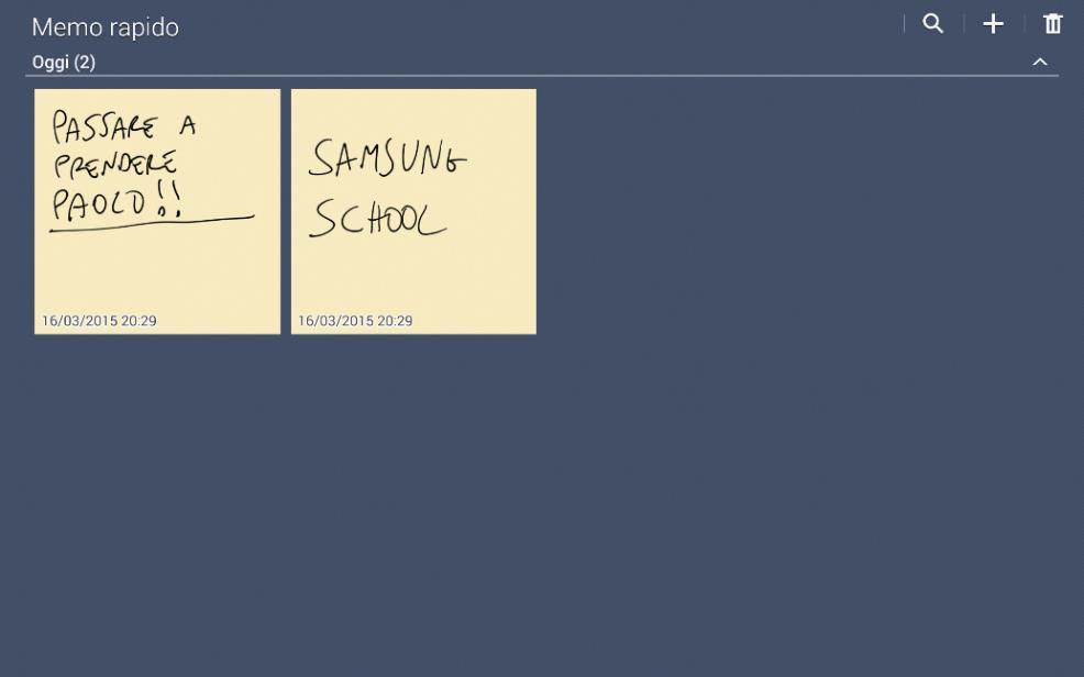 Memo rapido La funzione Memo rapido consente non solo di aprire un popup in cui poter prendere note veloci, ma