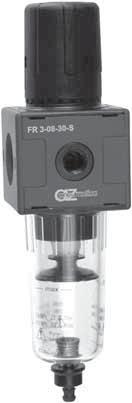 filtroregolatore G3/8 G3/8 filter-regulator Sistema di funzionamento: gruppo ciclone ed elemento filtrante, combinato con regolatore di pressione a diaframma dotato di valvola di scarico