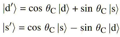L angolo di Cabibbo In interazioni con scambio di correnti cariche, il partner dell autostato di sapore u > non è quindi solo l autostato d >, bensì una combinazione lineare di d > ed s >, che si