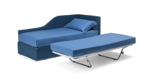 The cover of the bed is completely removable and is available in Denim fabric and e-leather.