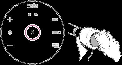Connessione con un dispositivo compatibile NFC tramite One-touch (NFC) Se si accosta il diffusore a un sistema compatibile NFC, come uno smartphone, il diffusore si accende automaticamente e quindi