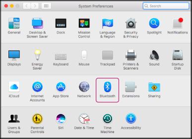 3 Eseguire la procedura di pairing sul PC. 1. Selezionare [ (System Preferences)] - [Bluetooth] nella barra delle attività in basso a destra nella schermata. 2.