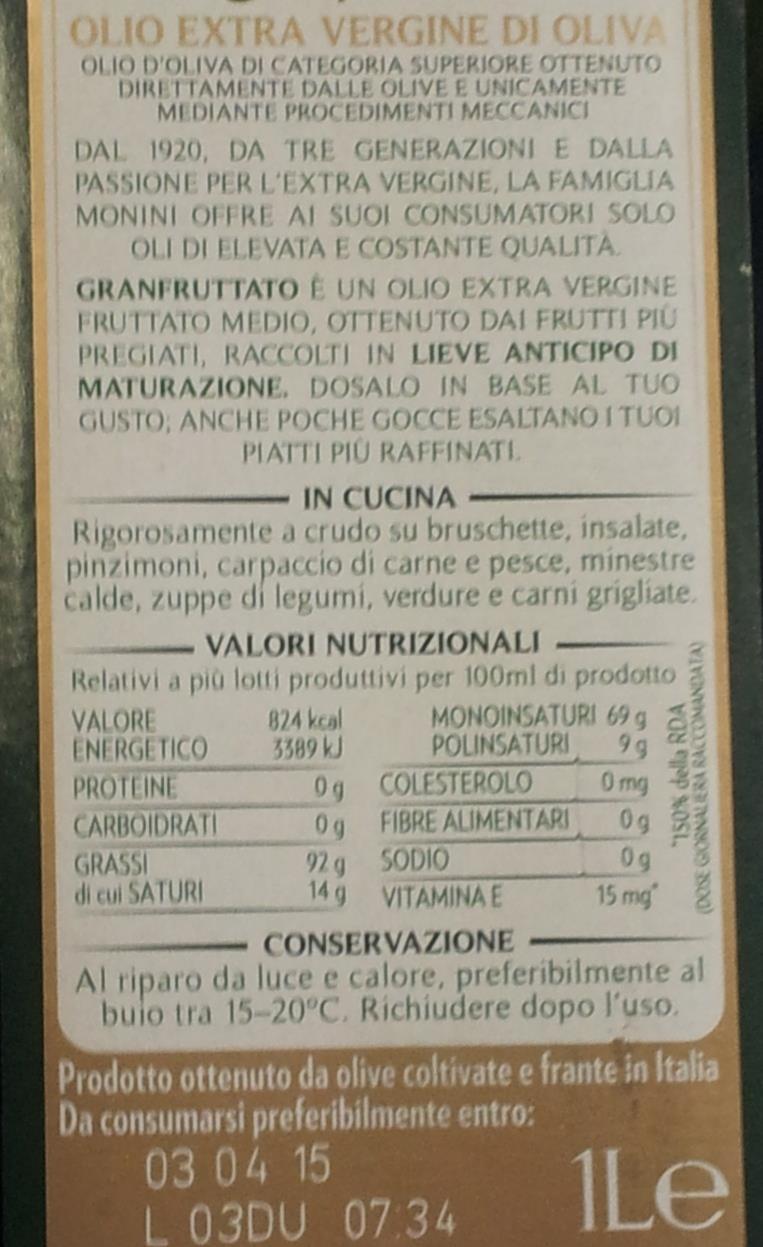 Verifica etichettatura Caso 6 Olio Extra Vergine di oliva Valore compatibile solo in presenza di