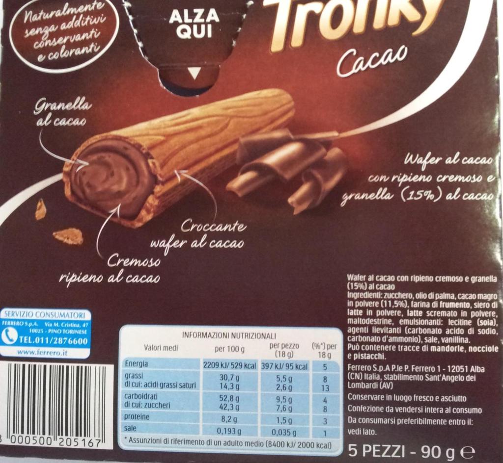 Verifica etichettatura Caso 8 Biscotti al cioccolato Senza addittivi non