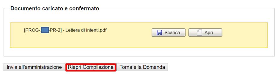 6. Invio della lettera all Amministrazione Al termine della fase di firma digitale della domanda il sistema permette l invio della lettera all amministrazione.