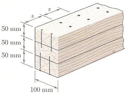 Esercizio N. Tre tavole da 50 mm x 100 mm sono inchiodate tra loro a formare una trave soggetta ad un taglio verticale di 1500 N.