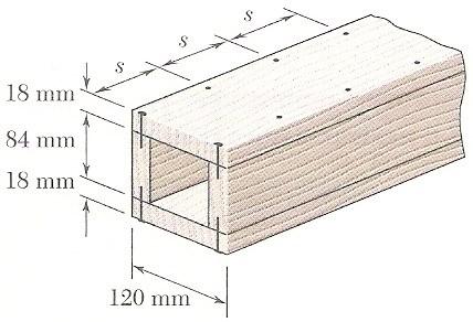 Esercizio N.3 Una trave scatolare quadrata è fabbricata con due tavole di 18 mm x 84 mm e due di 18 mm x 0 mm inchiodate tra loro come mostrato.