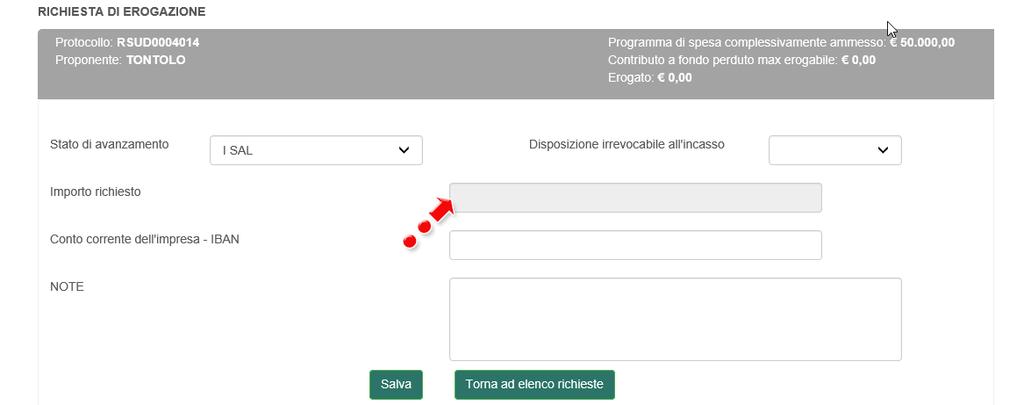 Figura 14 I SAL Sempre nella stessa sezione, sarà possibile indicare se è presente una Disposizione irrevocabile all incasso Nel