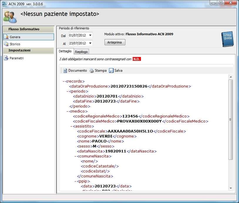 4 Genera - Dettaglio - Sorgente In fase di visualizzazione del documento è possibile anche visionare il Sorgente vero file che verrà inviato