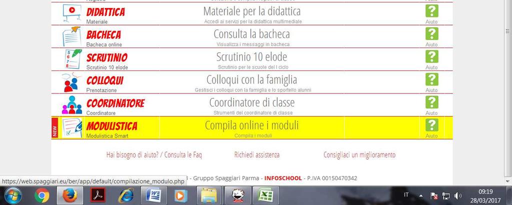 possesso alla sezione ClasseViva; 2.