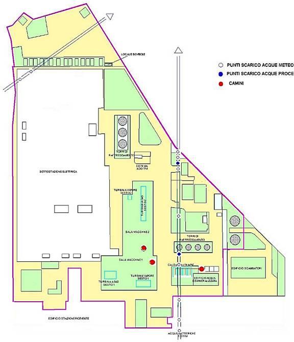 PLANIMETRIA DELLA CENTRALE INQUADRAMENTO AUTORIZZATIVO La centrale ha ottenuto l Autorizzazione Integrata Ambientale, rilasciata dalla Regione Lombardia con Decreto n.
