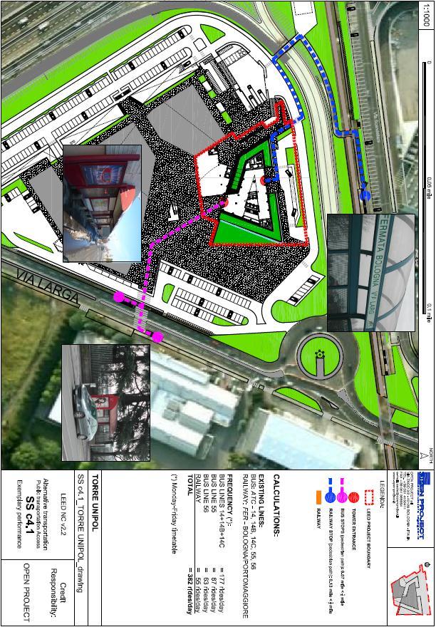 MOBILITÀ SOSTENIBILE 10 servizi entro 800m con collegamento pedonale alla torre 1300 utilizzatori, 65 posti bici 1050 lavoratori, 6 spogliatoi con docce 278 spazi parcheggi, 14 preferenziali 5 linee