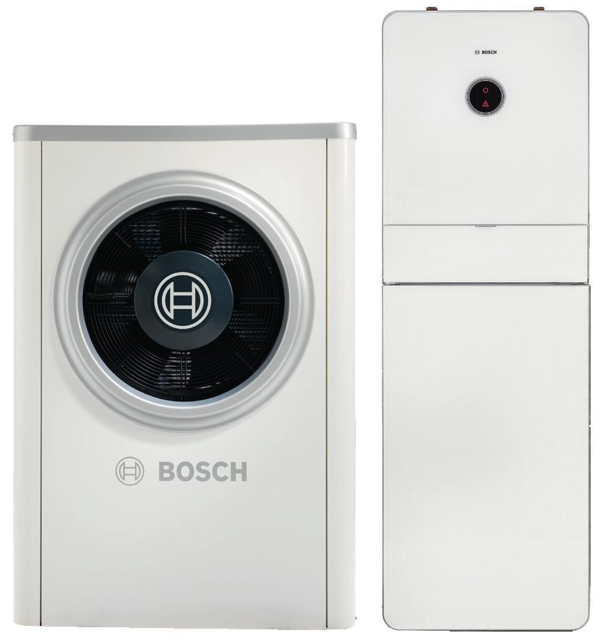 Pompe à chaleur air-eau Bosch Pompa di calore aria acqua per installazione esterna dotata della tecnologia Inverter, temperatura di mandata fino a 62 C, potenza termica 11.