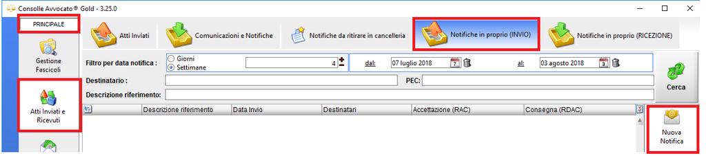 Accesso alla funzionalità Con versione GOLD Per effettuare una notifica accedere alla sezione Notifiche