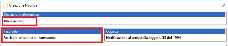 paragrafo precedente, s i apre la seguente maschera Creazione notifica Nel campo inserire una descrizione