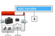 Variable Block Il blocco variabile permette di creare una nuova variabile, denominarla, leggerla o scriverla nel programma. AGGIUNTA DI UNA NUOVA VARIABILE 1.