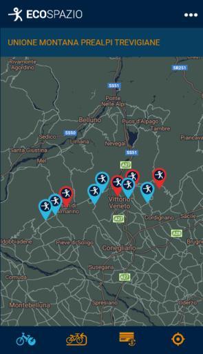 PRIMA SCHEDA MAPPA STAZIONI DI RICARICA ELETTRICA 6» Effettuato l accesso l app si presenta con 4 pulsanti nella barra inferiore e un pulsante con 3