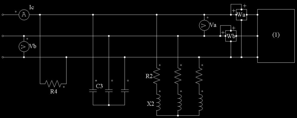 W = 20 kva; W = 5 kva R2 = 10Ω; X2 = 10 Ω R4 = 50 ohm V = 400 V f = 50Hz Il circuito in figur, limentto d un tern simmetric dirett di tensioni, è regime sinusoidle. 2.1) Rifsre il crico 1-2 cosφ=0.