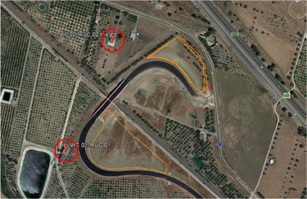 L'edificio si trova a circa 140 m dalla tratta ferroviaria Bicocca-Catenanuova, 400 m dall'autostrada A19, e 315 m dalla SS 192. La misura è stata eseguita nei giorni 16-17 aprile 2018.