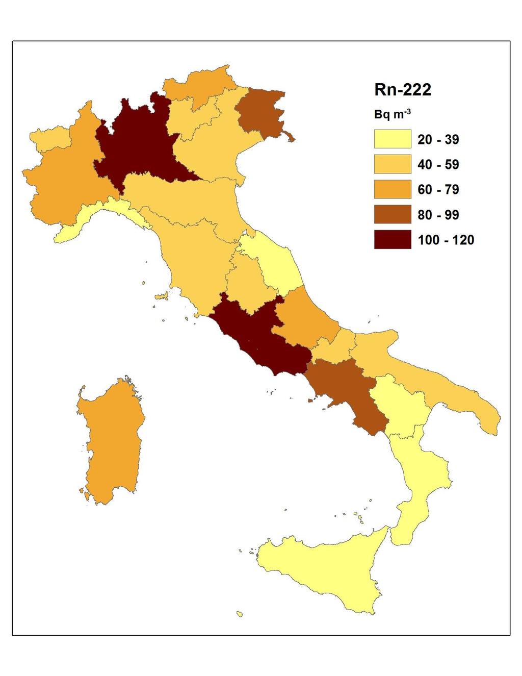 Il radon in Italia Indagine nazionale sulla esposizione alla radioattività naturale in un campione di 5000 abitazioni (1989/1997) Media