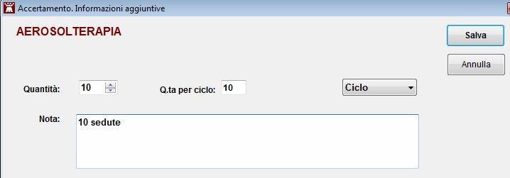 - Quantità. Indicare le volte che il paziente deve andare nella struttura per effettuare la prestazione.