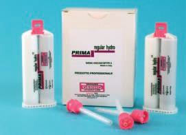 nella tecnica della doppia impronta di norma in associazione ad una seconda impronta a bassa viscosità (PRIMA light hydro) o media viscosità (PRIMA regular hydro). Aroma alla vaniglia. Colore rosa.