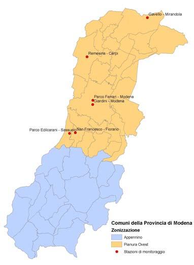 San Francesco Fiorano Anno attivazione 27 Inquinanti monitorati: NOx, CO, BTX, PM 1 Stazione: PARCO EDILCARANI - fondo