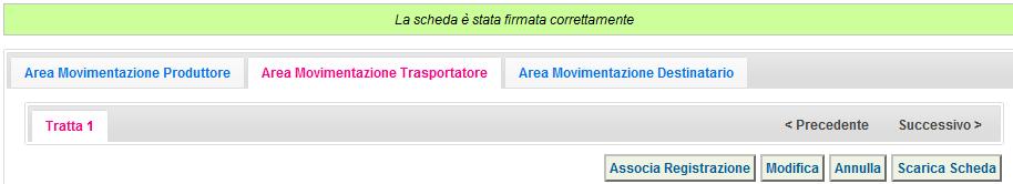 NOTA: Successivamente alla firma, tramite il tasto Modifica, è possibile modificare una Scheda SISTRI solo relativamente ai campi: