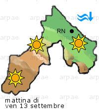 bollettino meteo per la provincia di Rimini weather forecast for the Rimini province costa coast Temp MAX 25 C 21 C Vento Wind 36km/h 37km/h costa coast Temp.