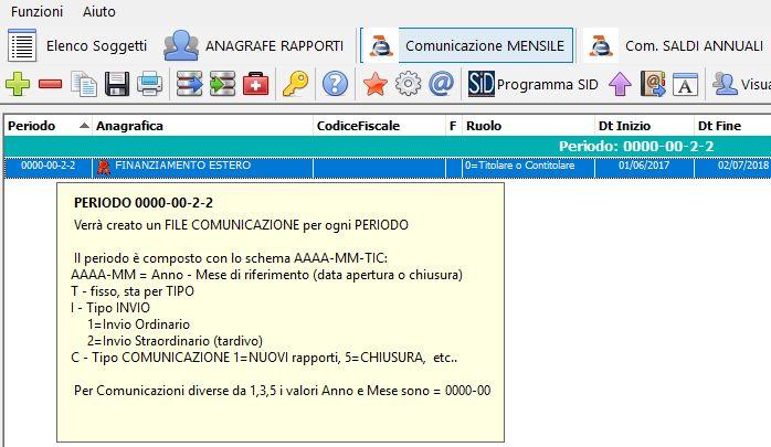 Nell archivio Comunicazione mensile il programma inserisce la chiusura del rapporto appena registrata.